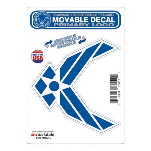 United States Air Force Military 5 Inch Die Cut Sticker Decal, Primary Logo, Flat Vinyl Reusable, Full Adhesive Backing, Peel and Stick Application, Officially Licensed, Made in the USA