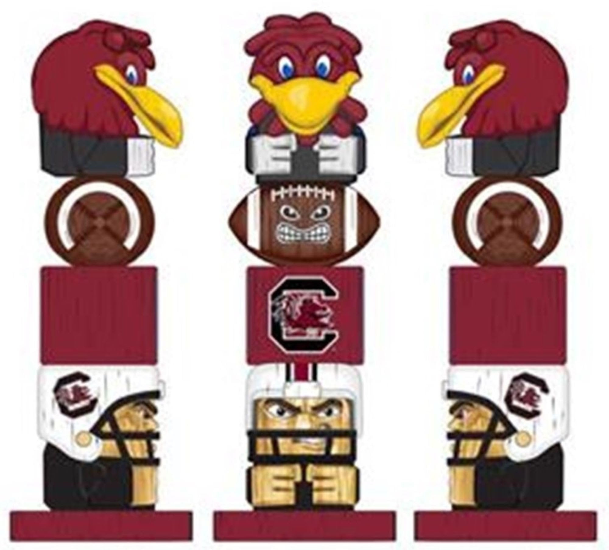 University of South Carolina Gamecocks Tiki Totem Garden Statue, Hand Painted Resin, 16 Inch, Indoor Outdoor Decorative Sports Mascot, Officially Licensed