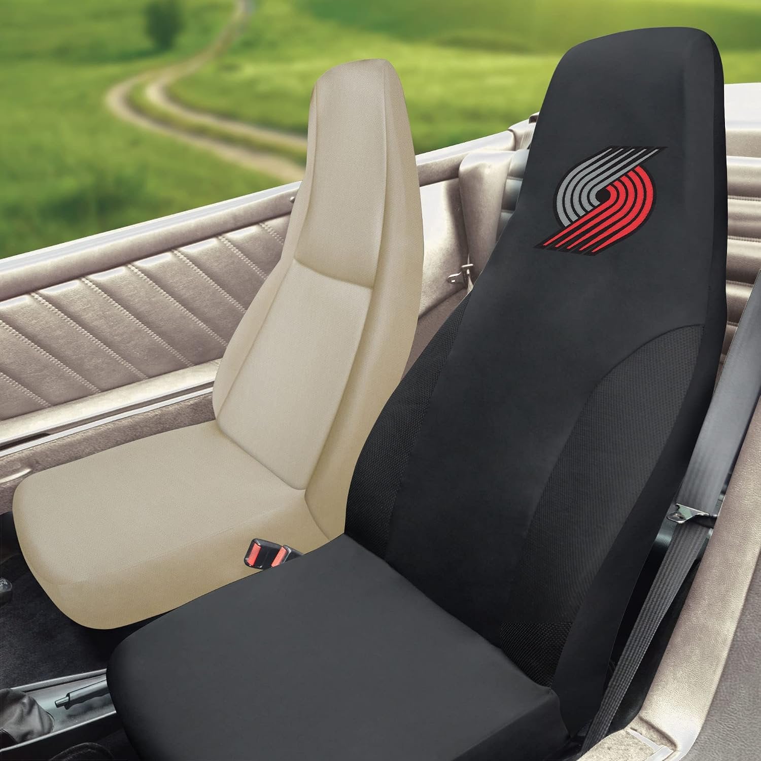 Portland Trail Blazers Premium Embroidered Black Auto Bucket Seat Cover, 48x20 Inch, Elastic