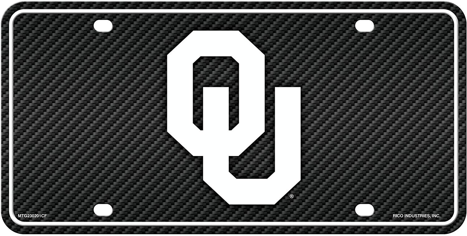 University of Oklahoma Sooners Metal Auto Tag License Plate, Carbon Fiber Design, 6x12 Inch