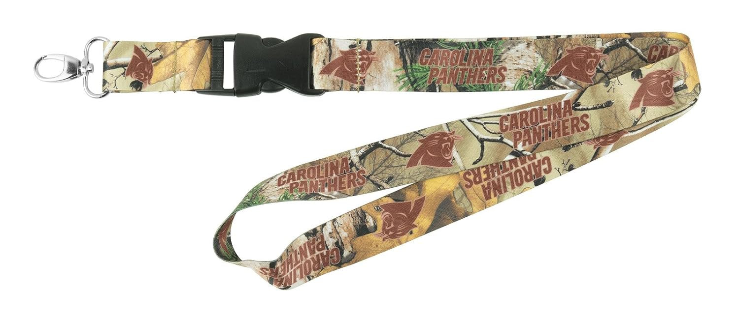 Carolina Panthers Realtree Xtra® Premium Lanyard Keychain Double Sided Detachable Design, Camo Styling, Adult 22 Inch