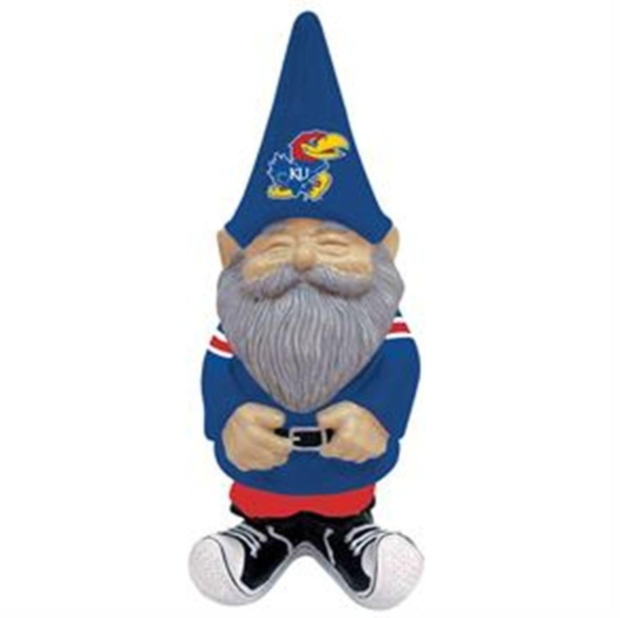 University of Kansas Jayhawks Garden Gnome, 11 Inch Hand Painted Resin Statue, Indoor Outdoor Decor, Officially Licensed