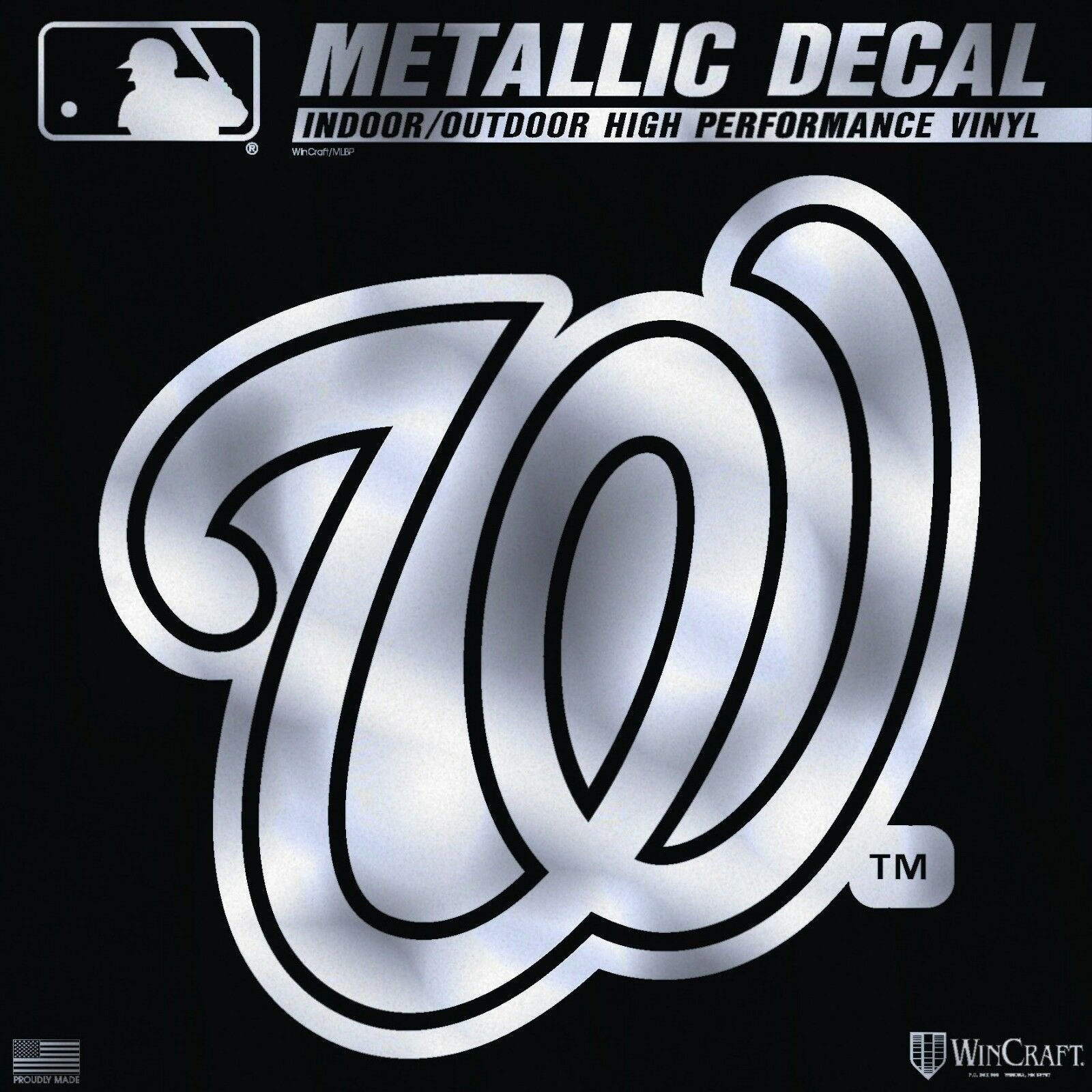 Washington Nationals 6 Inch Decal Sticker, Metallic Chrome Shimmer Design