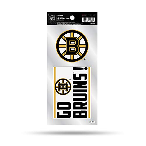 Boston Bruins 2-Piece Double Up Die Cut Sticker Decal Sheet, 4x9 Inch, Officially Licensed
