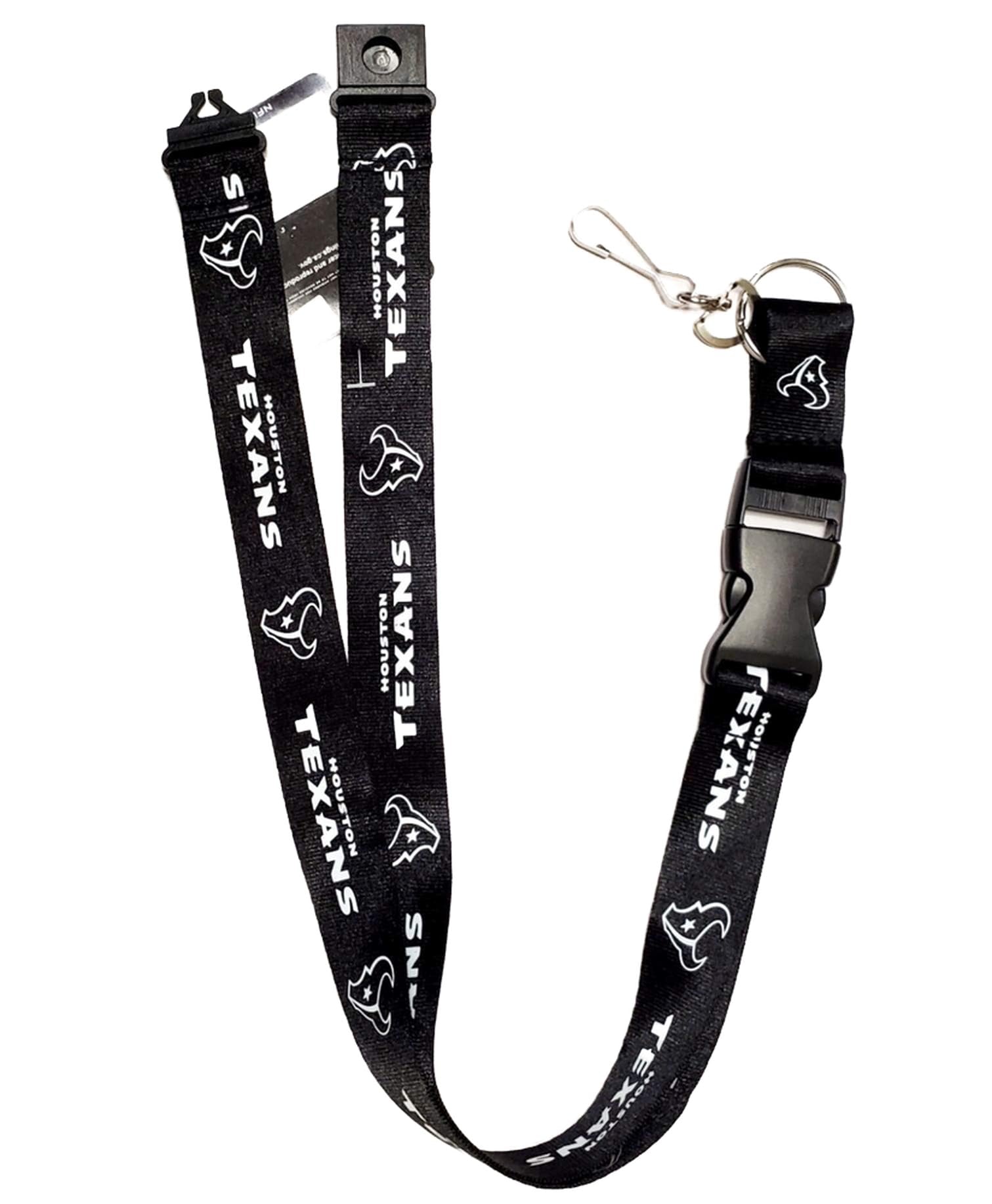 PSG INC Houston Texans Blackout Design Premium Lanyard 2-Sided Breakaway Clip Keychain Football, Large