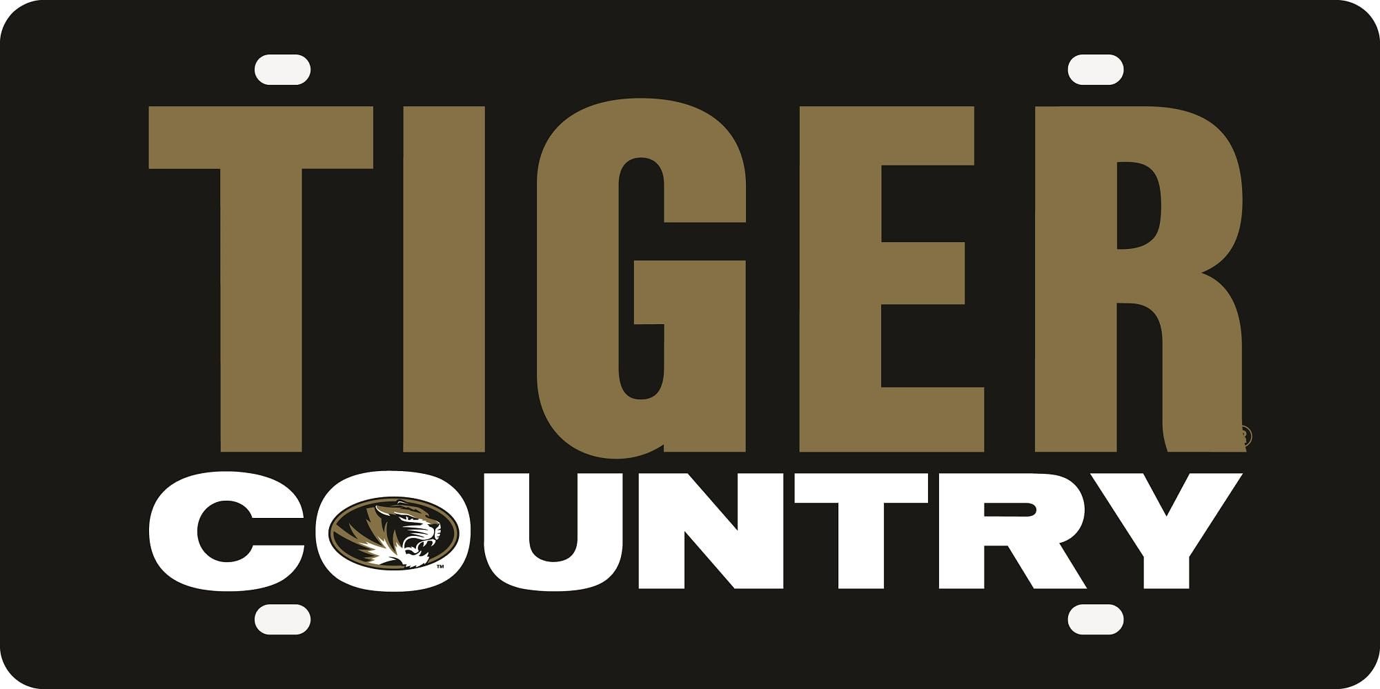 University of Missouri Tigers Premium Laser Cut Tag License Plate, Country Design, Mirrored Acrylic Inlaid, 12x6 Inch