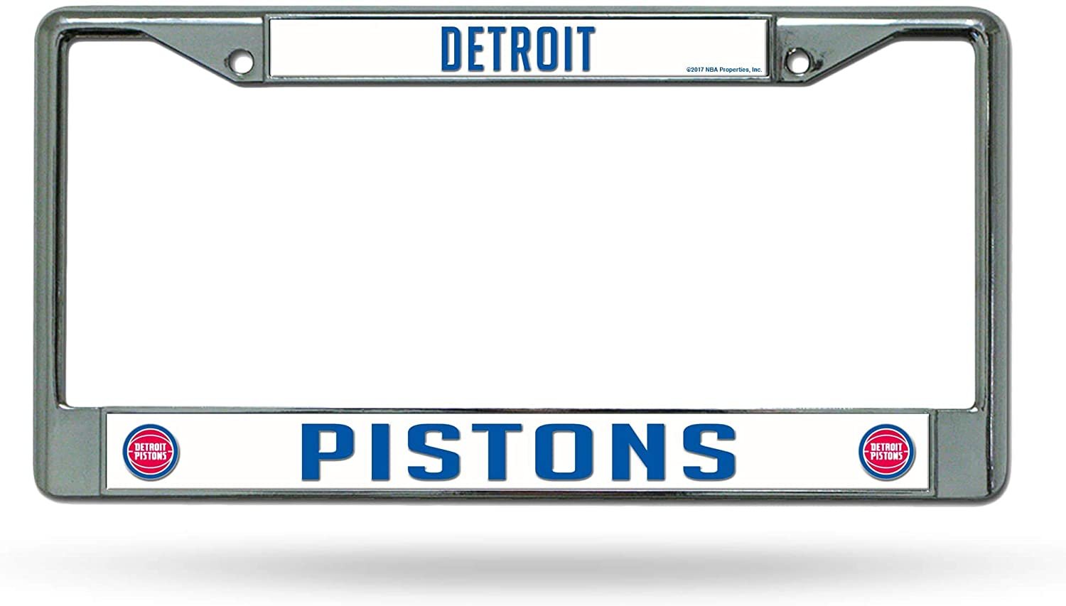 Detroit Pistons Premium Metal License Plate Frame Chrome Tag Cover, 12x6 Inch