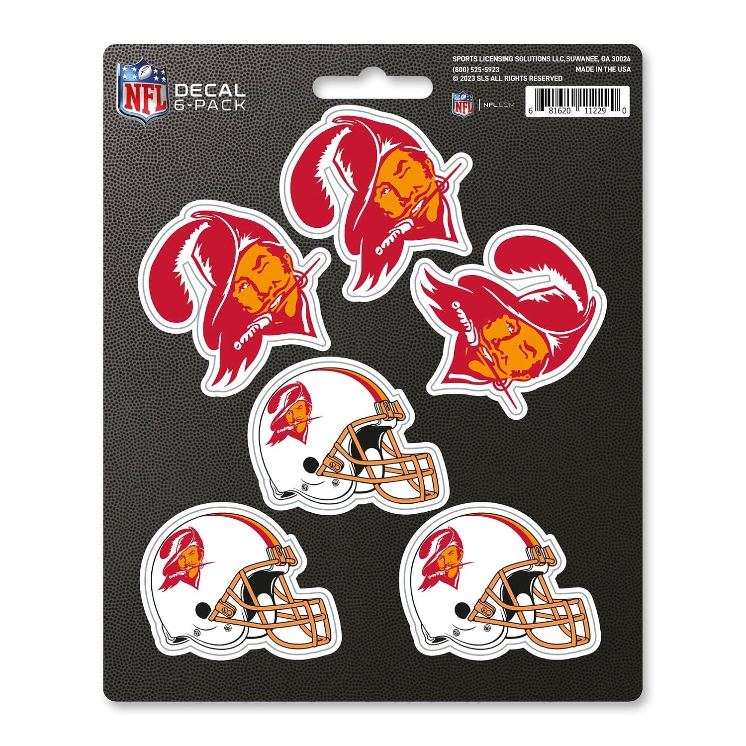 Tampa Bay Buccaneers 6-Piece Decal Sticker Set, Vintage Retro Logo, 5x6 Inch Sheet, Gift for football fans for any hard surfaces around home, automotive, personal items, Officially Licensed