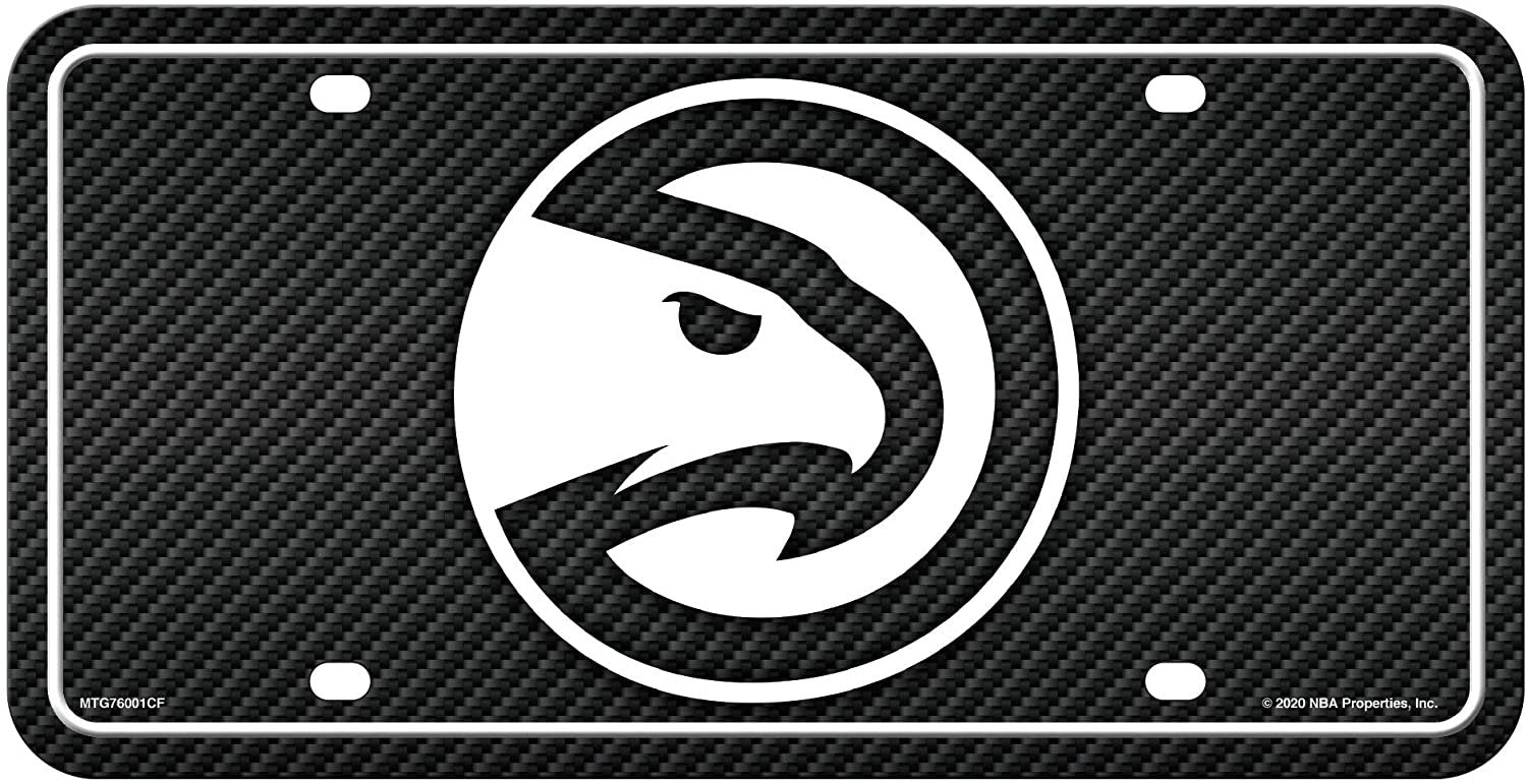 Atlanta Hawks Metal Auto Tag License Plate, Carbon Fiber Design, 6x12 Inch