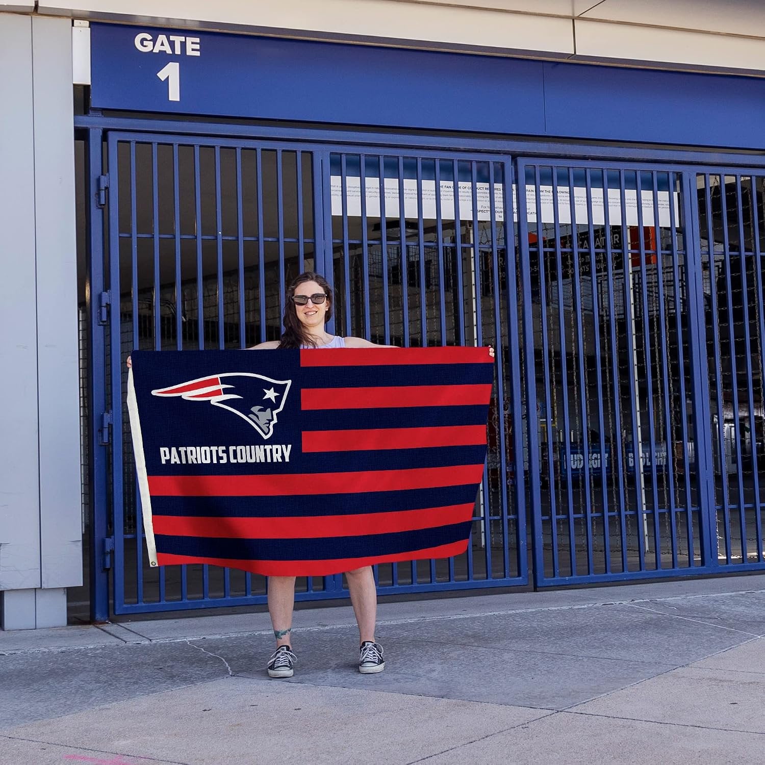 New England Patriots Premium 3x5 Feet Flag Banner, Country Design, Polyester, Metal Grommets, Officially Licensed