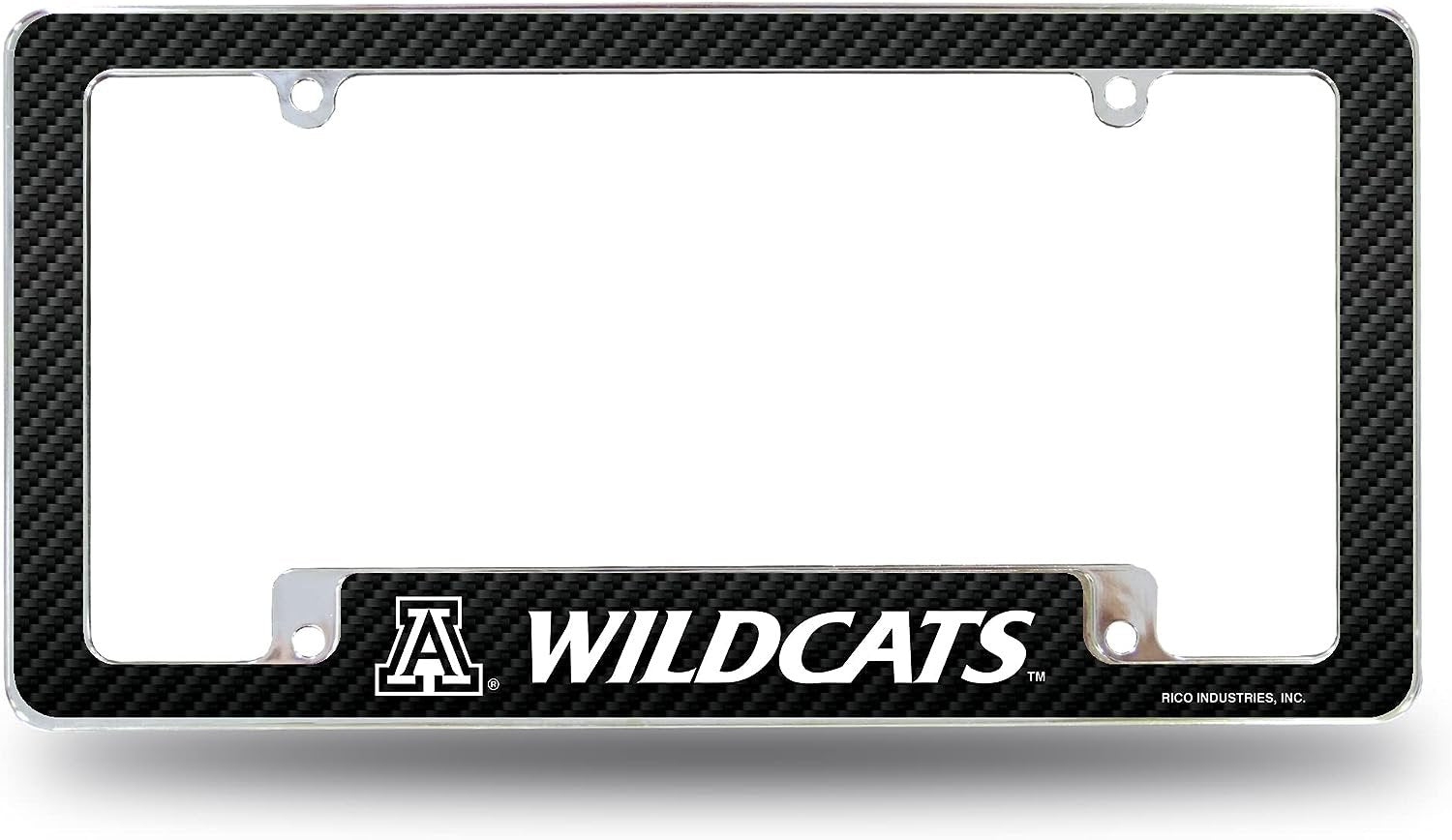 University of Arizona Wildcats Metal License Plate Frame Chrome Tag Cover 12x6 Inch Carbon Fiber Design