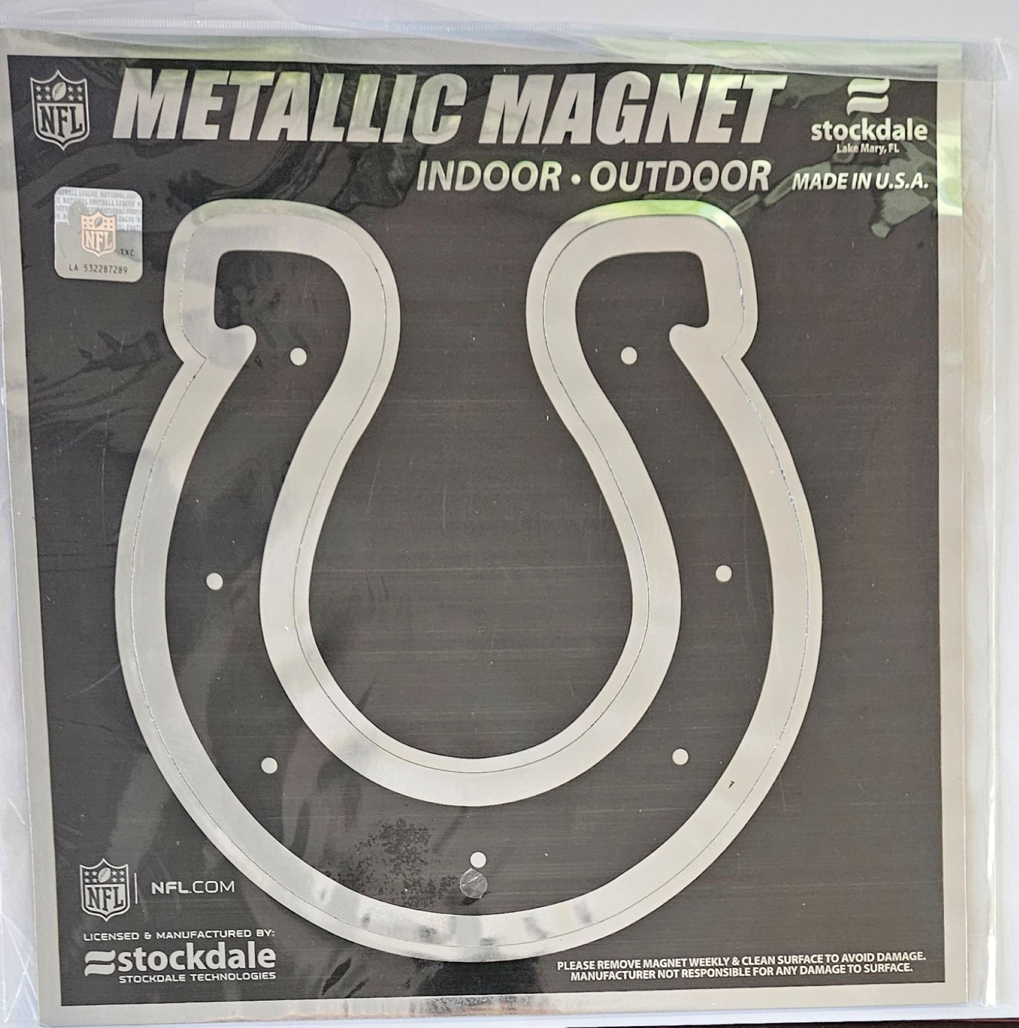 Indianapolis Colts 12 Inch Magnet, Chrome Metallic Shimmer Design, Vinyl Die Cut, Auto Home, Heavy Duty, Officially Licensed