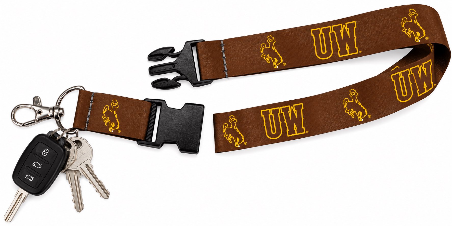 University of Wyoming Cowboys Premium Lanyard Keychain Double Sided Detachable Design, Primary Team Color Styling, Adult 22 Inch, Officially Licensed