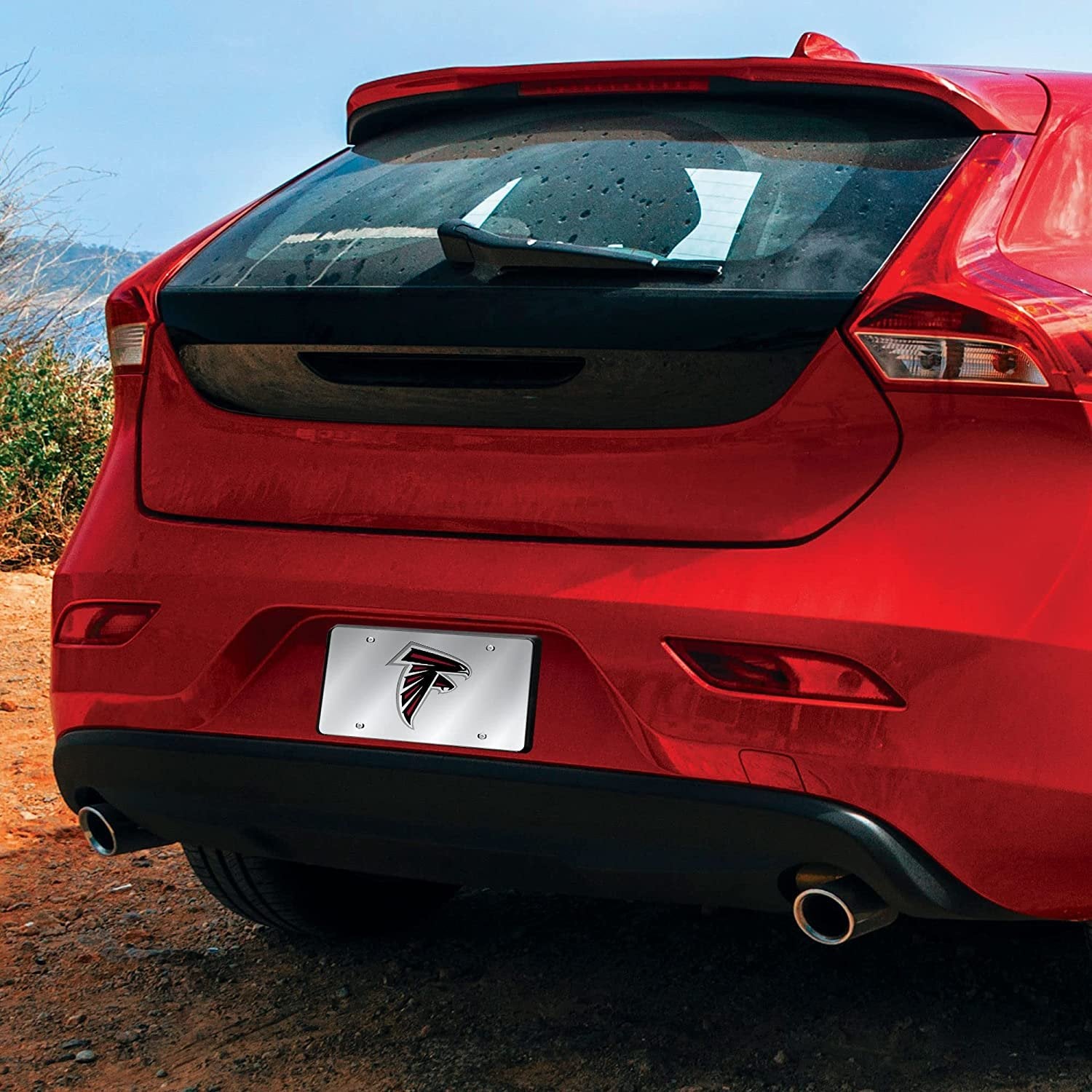 Atlanta Falcons Premium Laser Cut Tag License Plate, Mirrored Acrylic Inlaid, 12x6 Inch