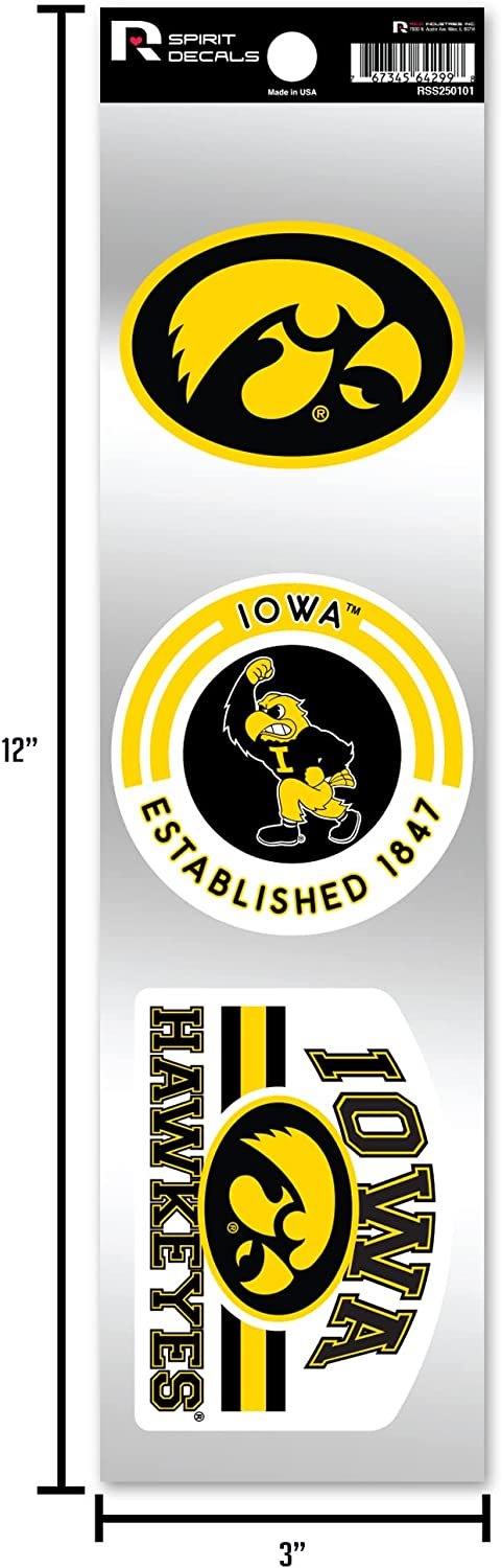 University of Wisconsin Stevens Point Pointers 3-Piece Retro Decal Sticker Sheet, Die Cut, Clear Backing, 3x12 Inch