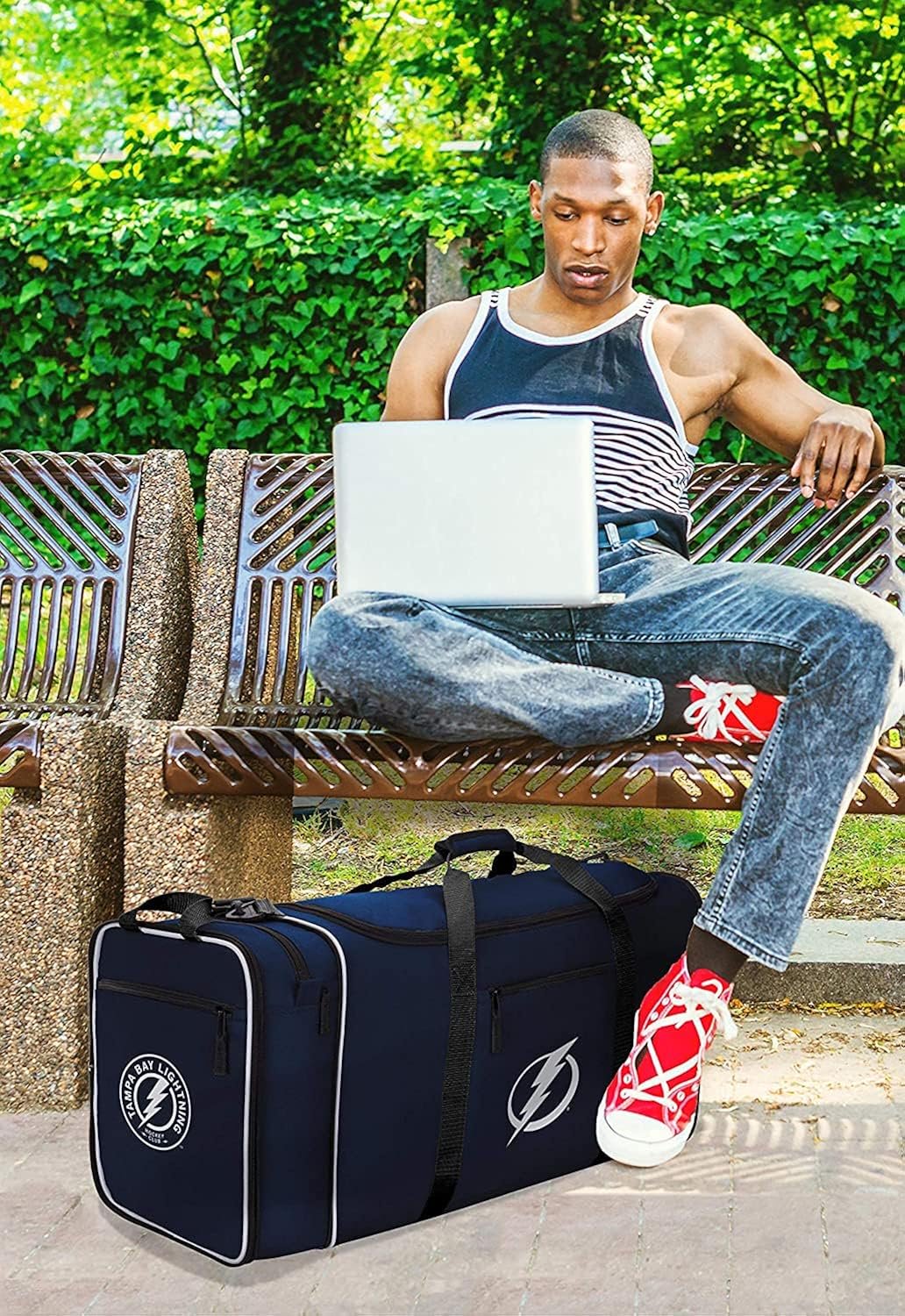 Tampa Bay Rays Premium Duffel Bag, 28x12x11 Inch, Team Color, Heavy Duty, Steal Design, Officially Licensed