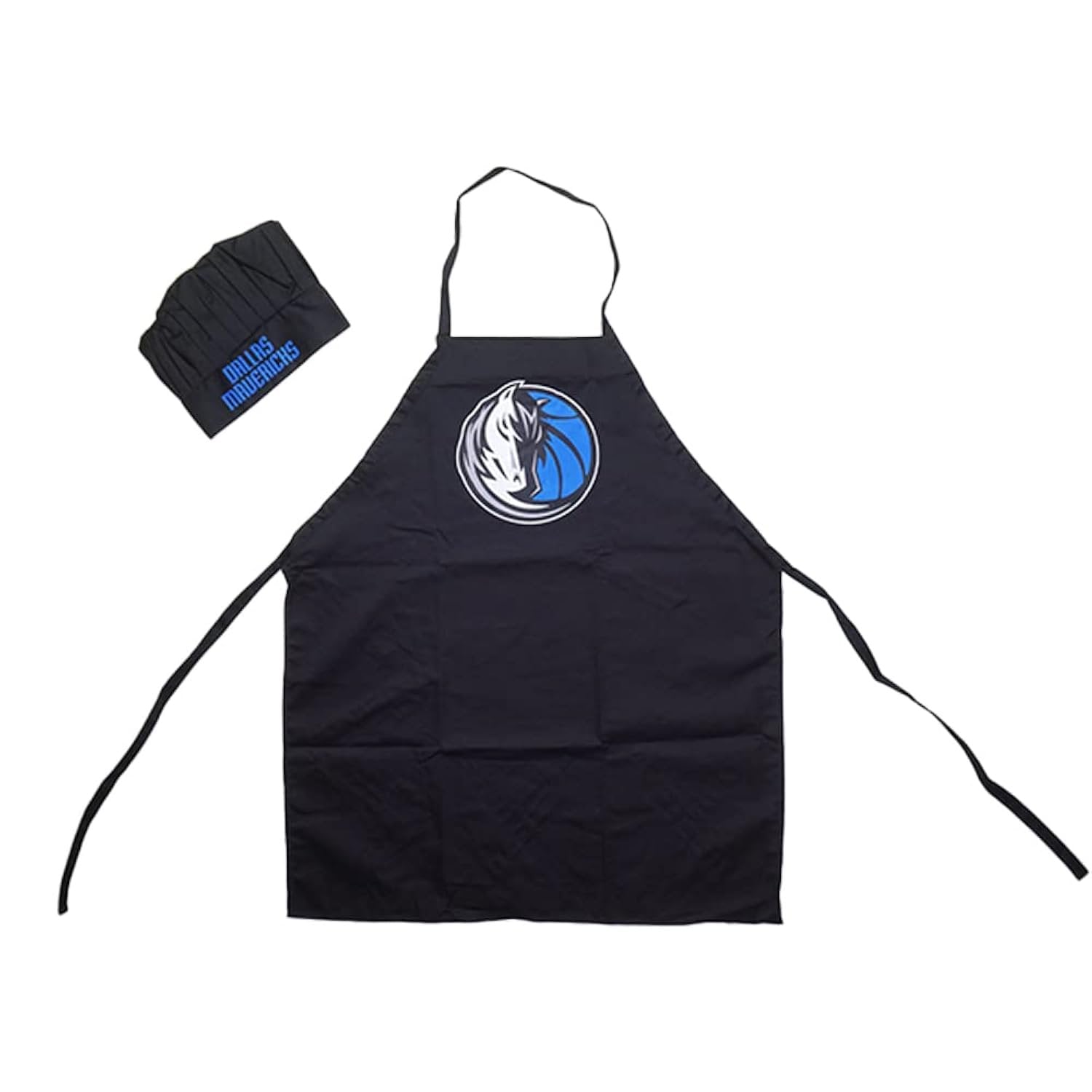Dallas Mavericks Apron Chef Hat Set Full Color Universal Size Tie Back Grilling Tailgate BBQ Cooking Host