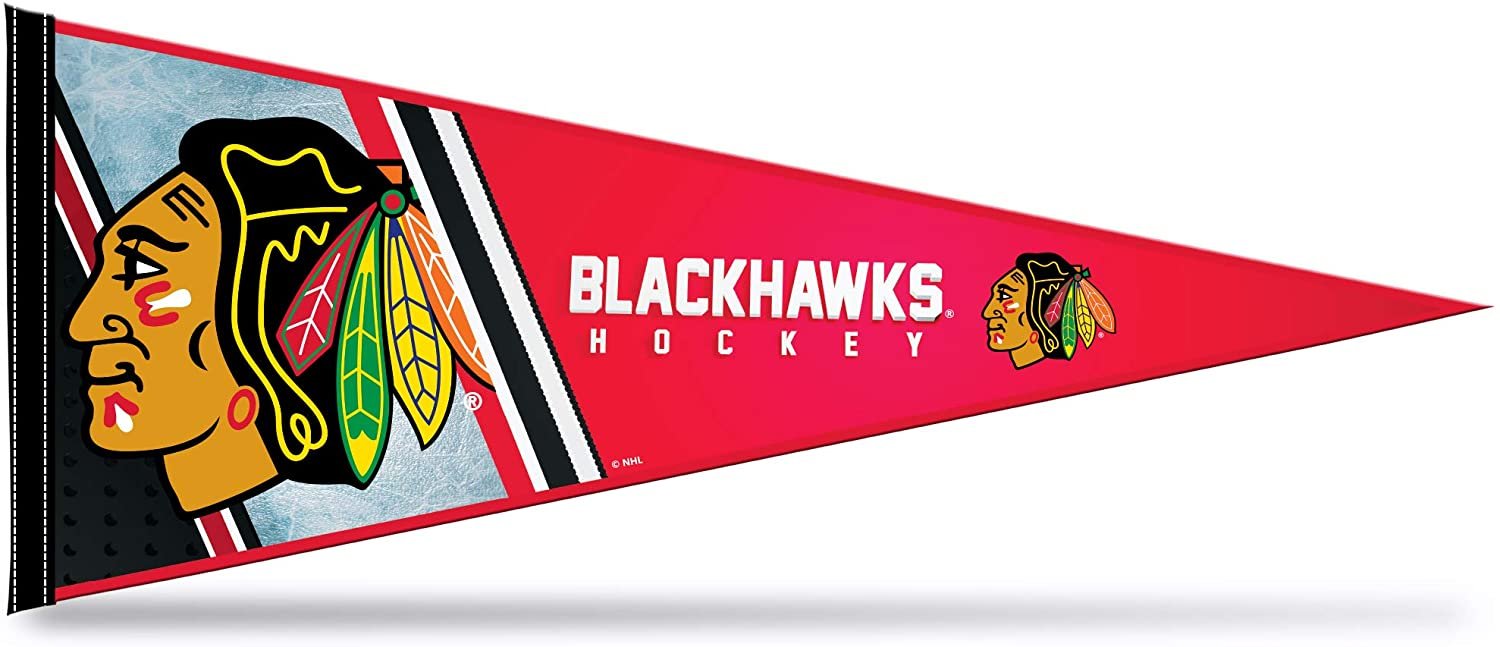Chicago Blackhawks Soft Felt Pennant, Primary Design, 12x30 Inch, Easy To Hang