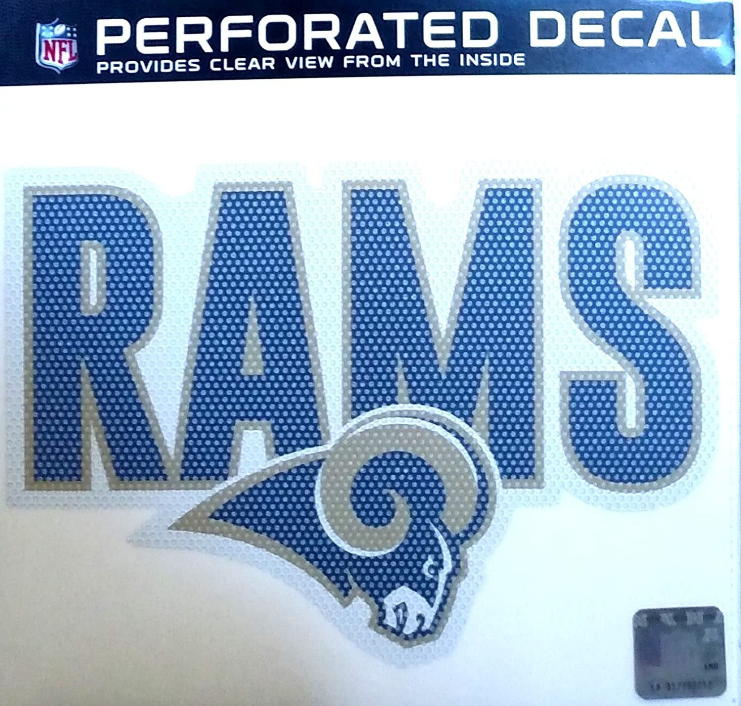 Los Angeles Rams 12 Inch Preforated Window Film Decal Sticker, One-Way Vision, Adhesive Backing