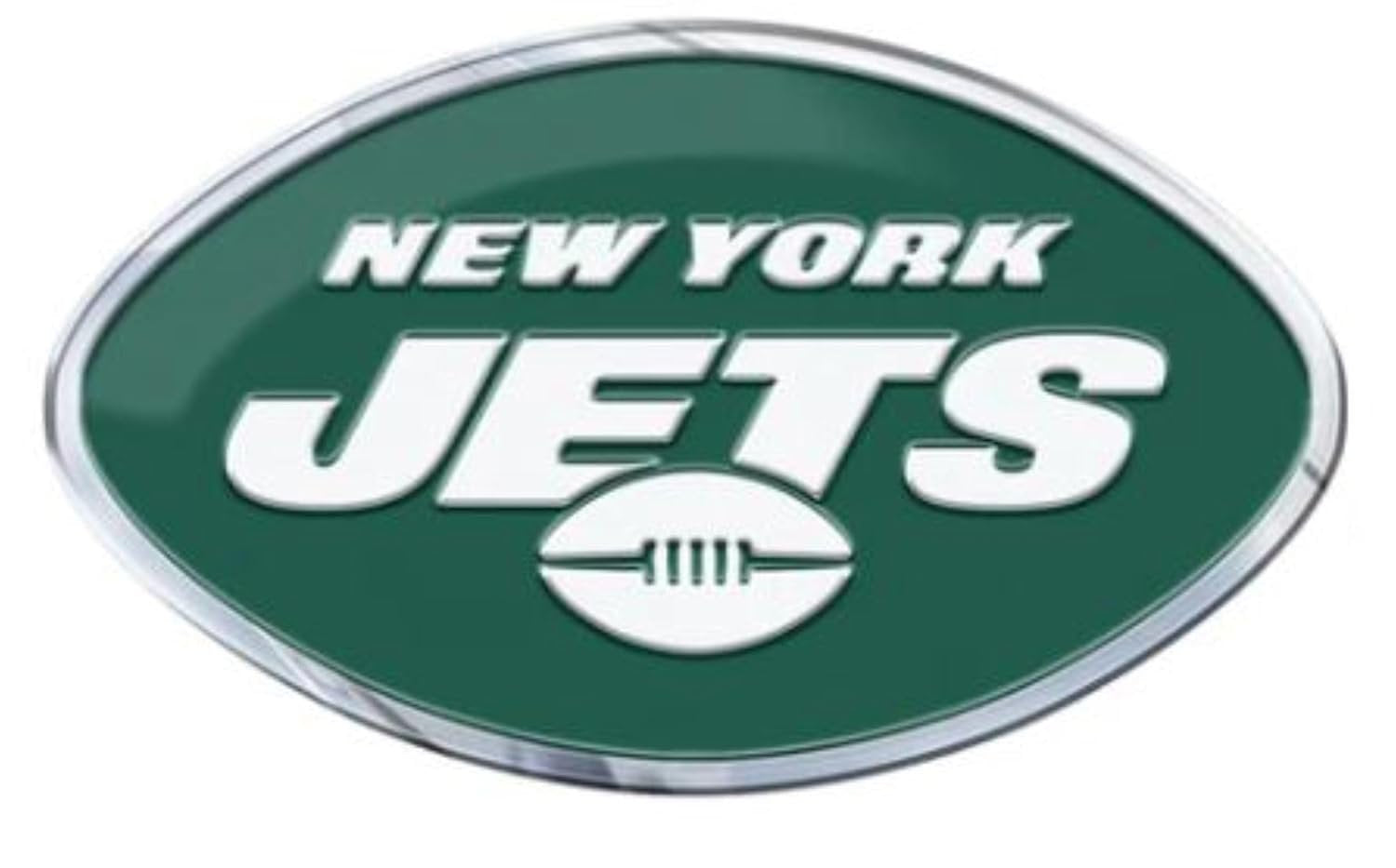 New York Jets Embossed Color Auto Emblem, Logo Design, Raised Aluminum Metal, Full Adhesive Backing, Officially Licensed