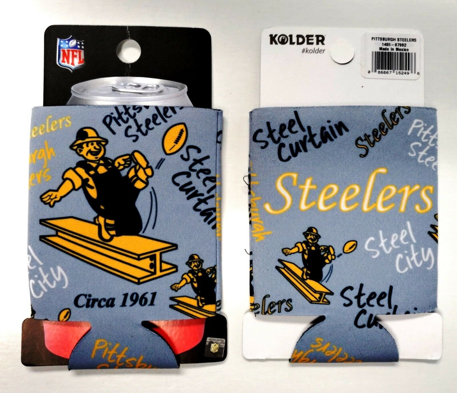Pittsburgh Steelers 2-Pack CAN Flashback Beverage Insulator Neoprene Holder