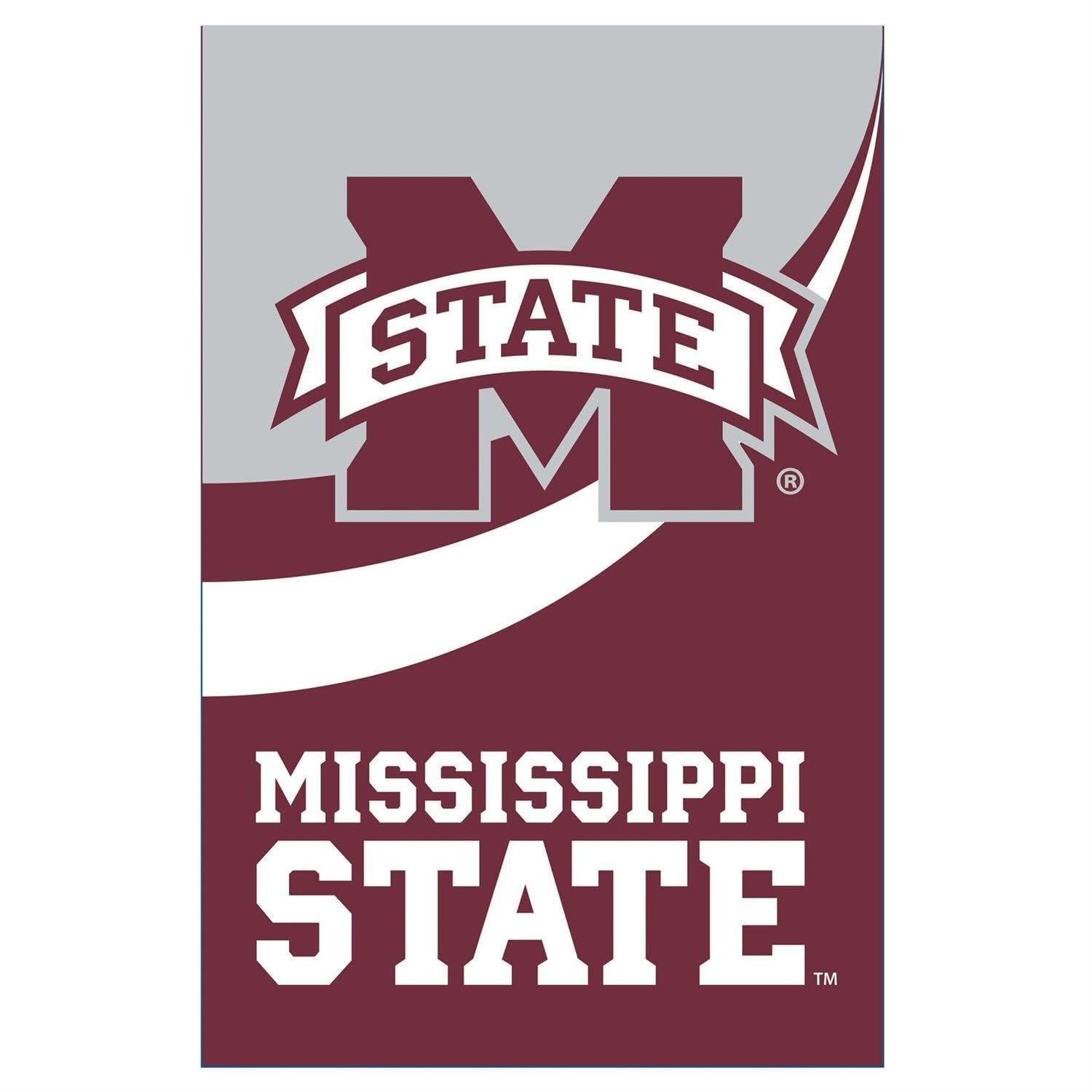Mississippi State University Bulldogs Premium Double Sided Burlap Garden Flag Banner, Wave Design, 13x18 Inch, Outdoor, Display Pole Sold Separately