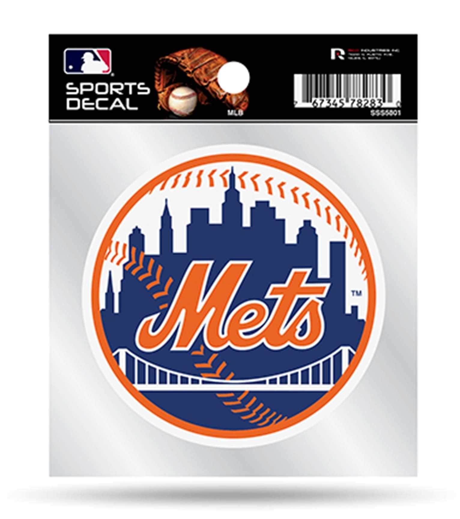 New York Mets 4x4 Inch Flat Vinyl Die Cut Decal Sticker, Primary Logo, Clear Backing