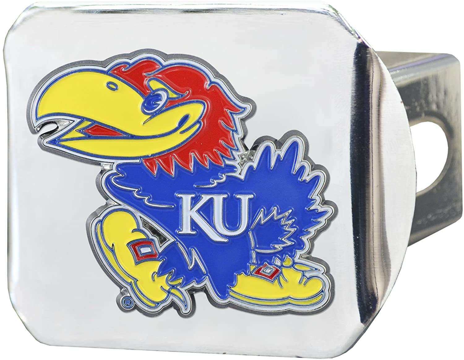 Kansas Jayhawks Hitch Cover Solid Metal with Raised Color Metal Emblem 2" Square Type III University of