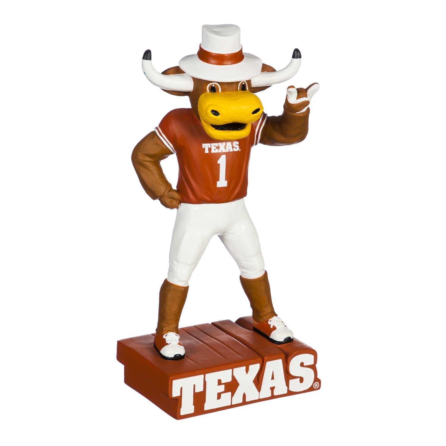 University of Texas Longhorns Team Mascot Garden Statue, Hand Painted Resin, 12 Inch, Indoor Outdoor Decorative Sports Mascot, Officially Licensed