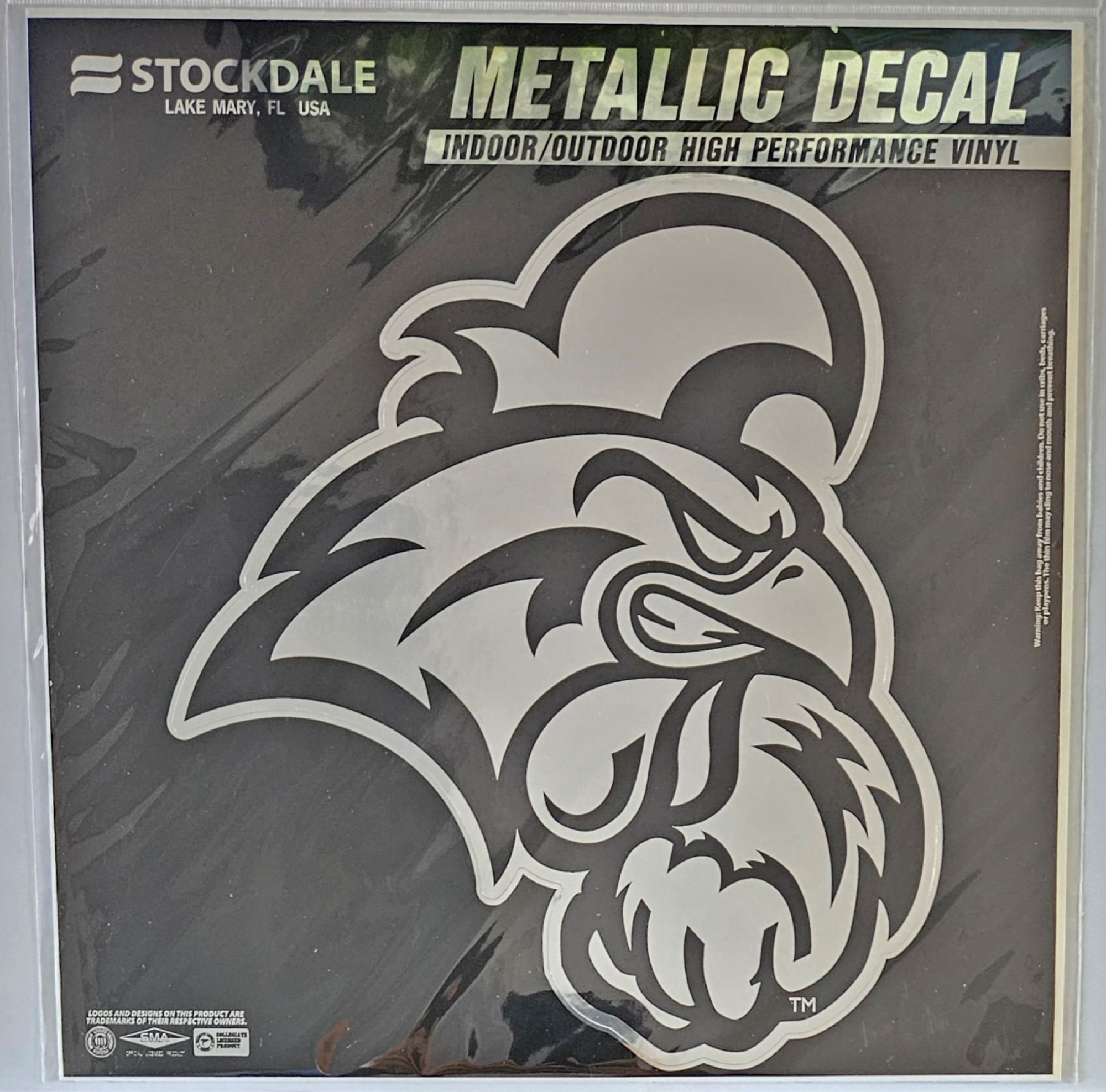 Coastal Carolina University Chanticleers Decal Sticker, Die Cut, 12 Inch, Chrome Shimmer Design, All Surface, Full Adhesive Backing, Officially Licensed