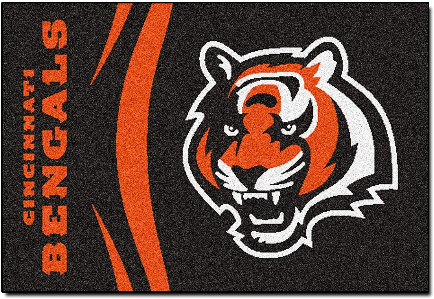 Cincinnati Bengals Floor Mat Area Rug, 20x30 Inch, Nylon, Anti-Skid Backing