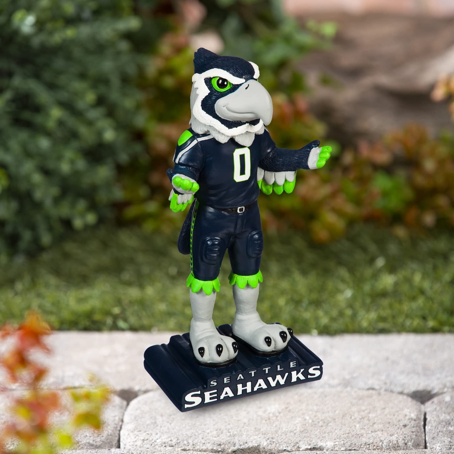 Seattle Seahawks Team Mascot Garden Statue, Hand Painted Resin, 12 Inch, Indoor Outdoor Decorative Sports Mascot, Officially Licensed