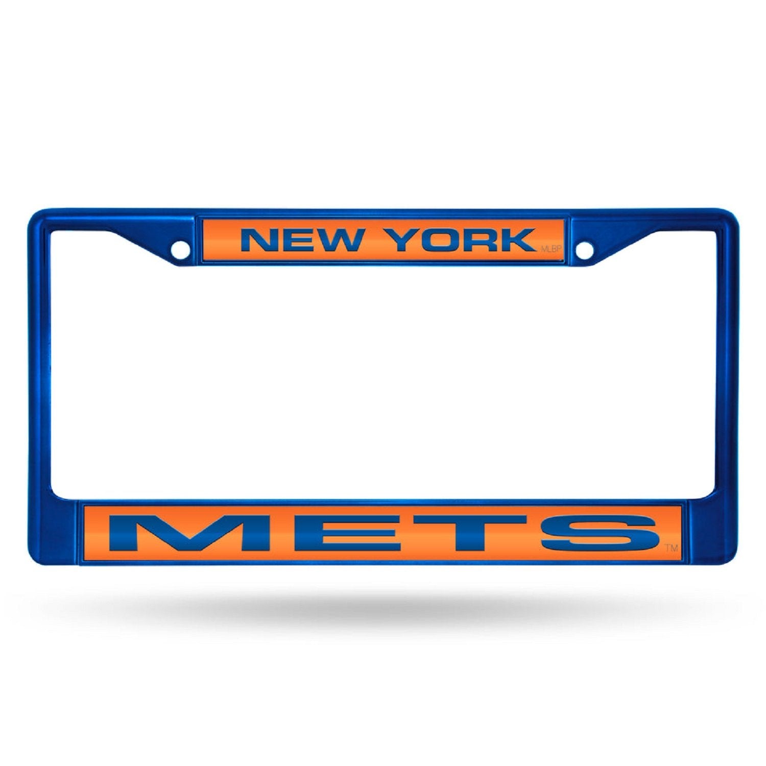 New York Mets Metal License Plate Frame Blue Tag Cover, Laser Cut Acrylic Inserts, 12x6 Inch, Pre-Drilled Holes, Officially Licensed