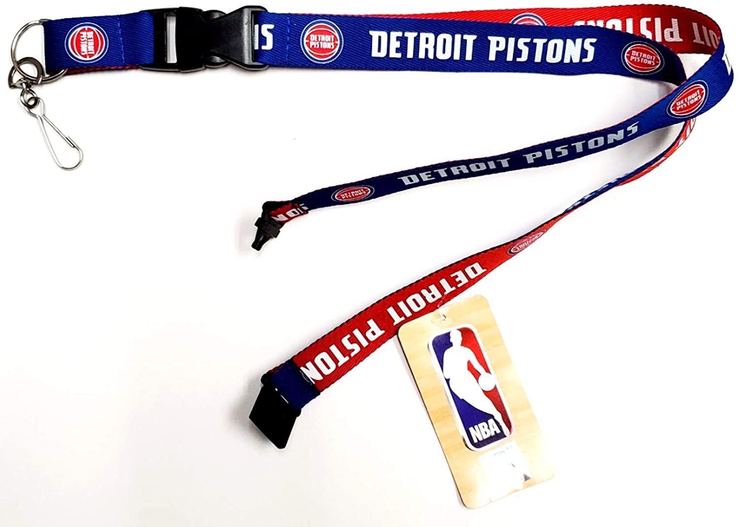 Detroit Pistons Lanyard Keychain Double Sided Breakaway Safety Design Adult 18 Inch