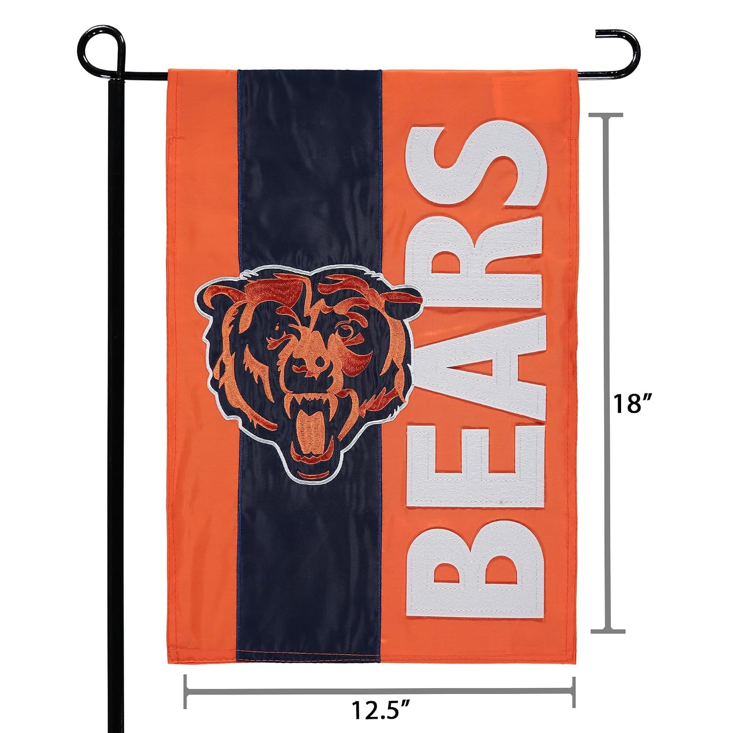 Chicago Bears Premium Double Sided Garden Flag Banner, Embellished Applique, 13x18 Inch, Display Pole Sold Separately