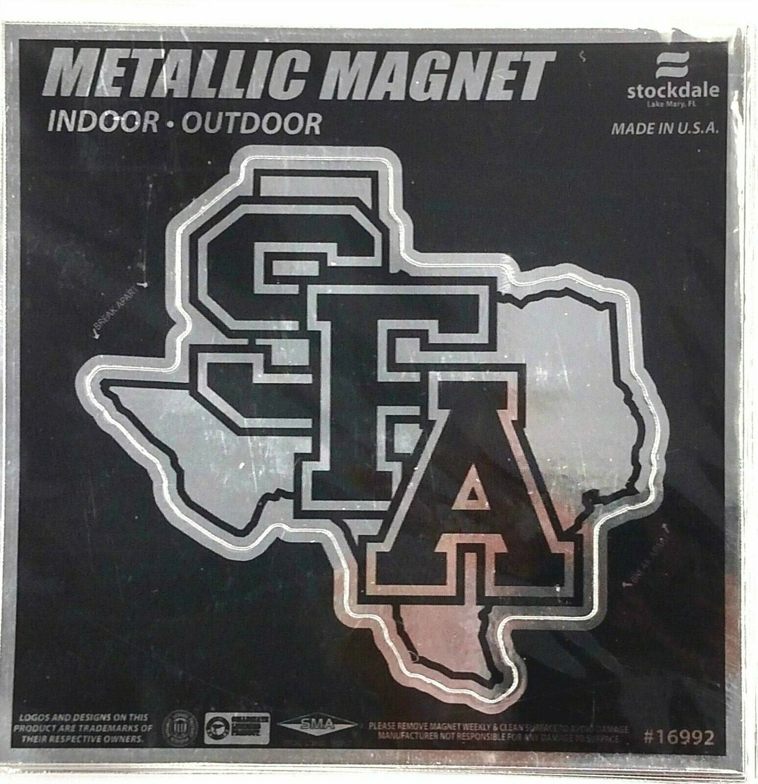 Stephen F Austin University Lumberjacks 6 Inch Magnet, Metallic Chrome Shimmer Design, Auto Home