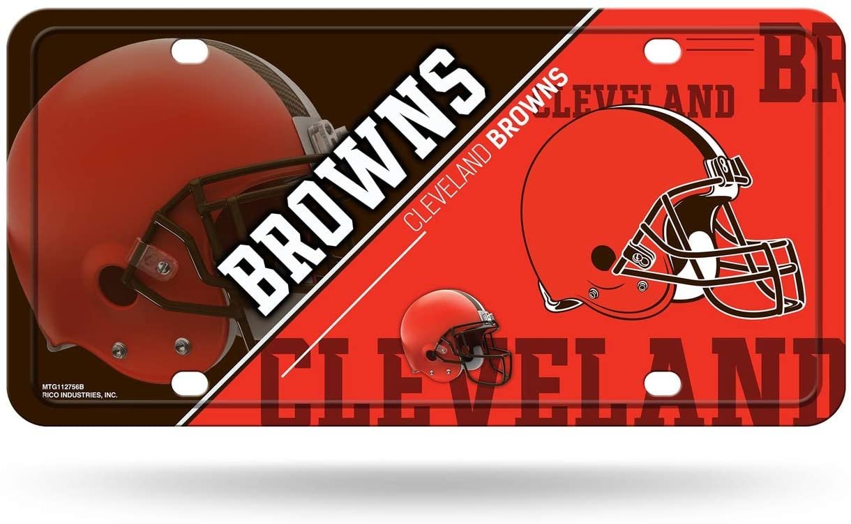 Cleveland Browns Metal Auto Tag License Plate, Split Design, 6x12 Inch
