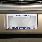 New York Mets License Plate Frame Tag Cover, White Plastic, 12x6 Inch, Officially Licensed
