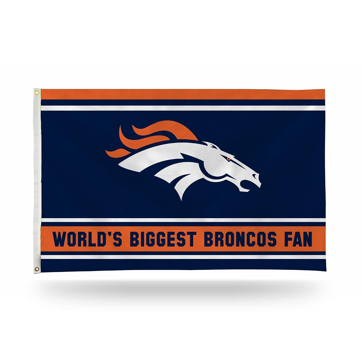 Denver Broncos Premium 3x5 Feet Flag Banner, World's Biggest Fan Design, Polyester, Metal Grommets, Officially Licensed