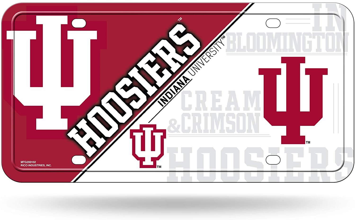 Indiana University Hoosiers Metal Auto Tag License Plate, Split Design, 6x12 Inch