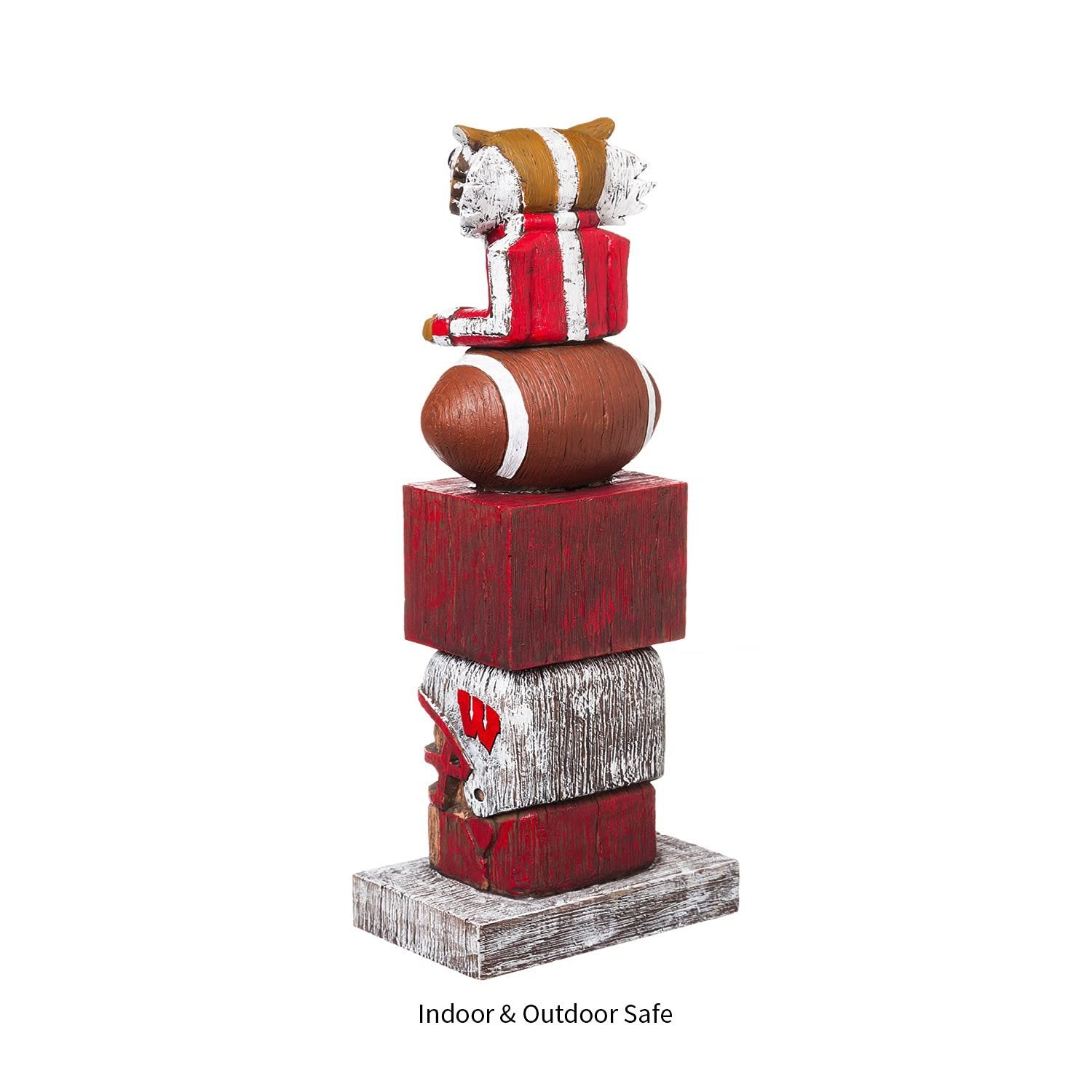 University of Wisconsin Badgers Tiki Totem Garden Statue, Hand Painted Resin, 16 Inch, Indoor Outdoor Decor, Officially Licensed