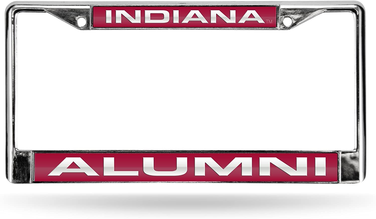 Indiana University Hoosiers Alumni Chrome Metal License Plate Frame Tag Cover, Laser Acrylic Mirrored Inserts, 12x6 Inch