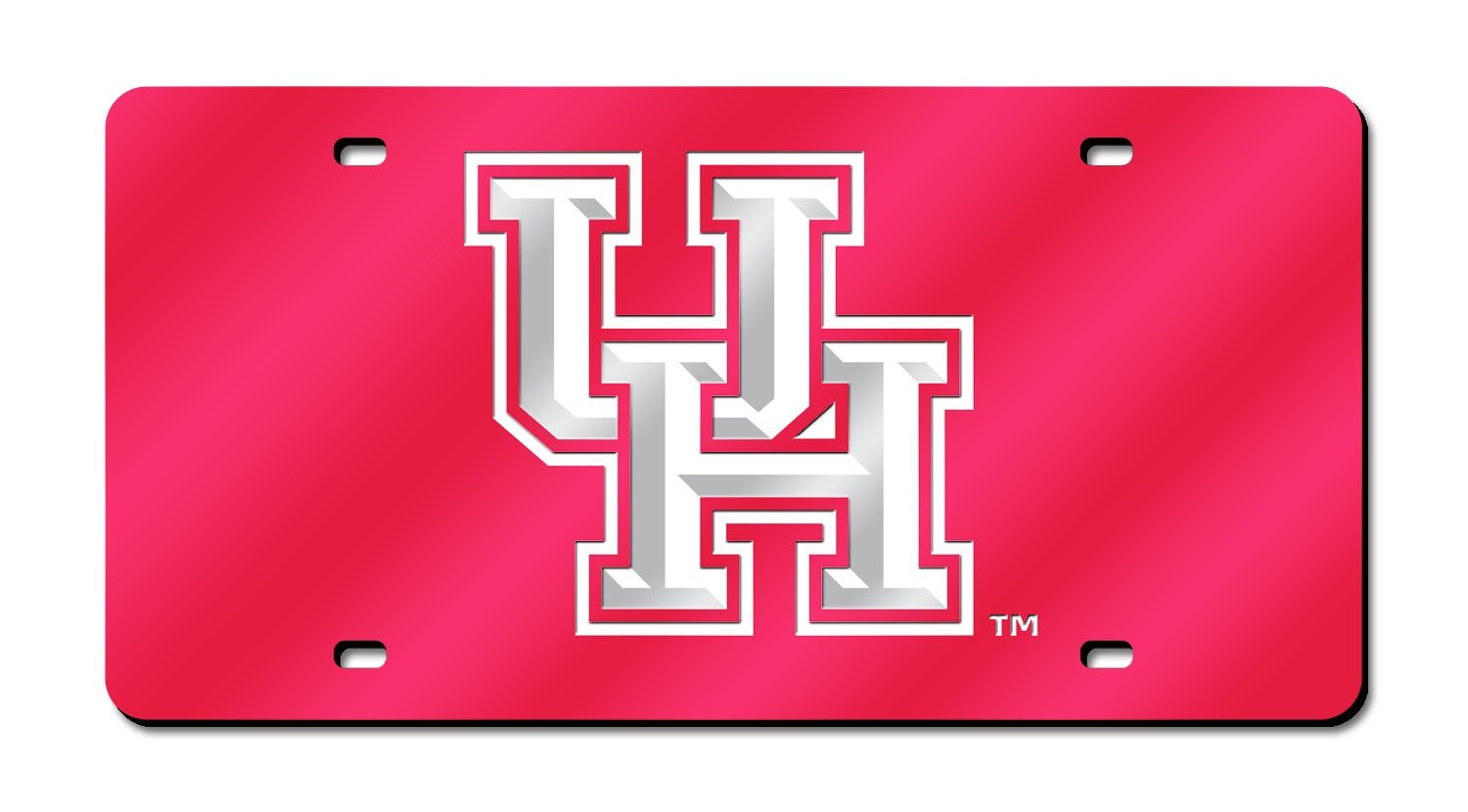 University of Houston Cougars Premium Laser Cut Tag License Plate, Red Mirrored Acrylic Inlaid, 12x6 Inch