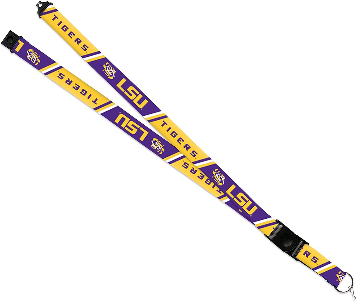 Louisiana State University Tigers LSU Lanyard Keychain Double Sided 18 Inch Button Clip Safety Breakaway