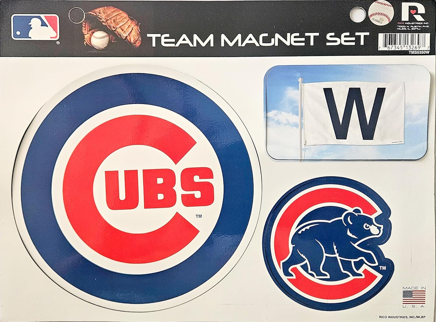Chicago Cubs Team Magnet Set, 3-Piece, Die Cut, Heavy Duty for Auto or Home, Officially Licensed, 8.5x11 Inch
