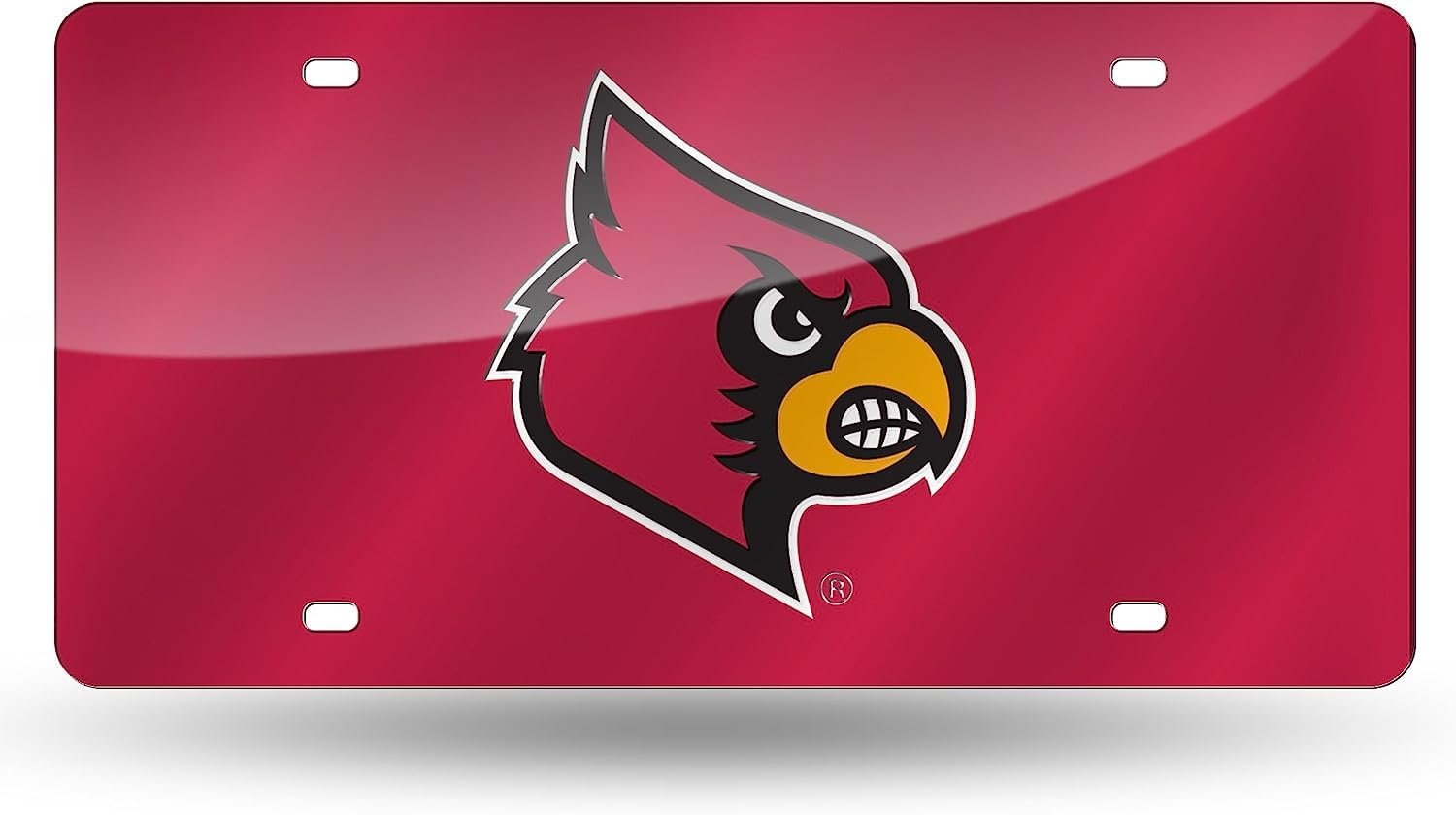 University of Louisville Cardinals Premium Laser Cut Tag License Plate, Red Mirrored Acrylic Inlaid, 12x6 Inch