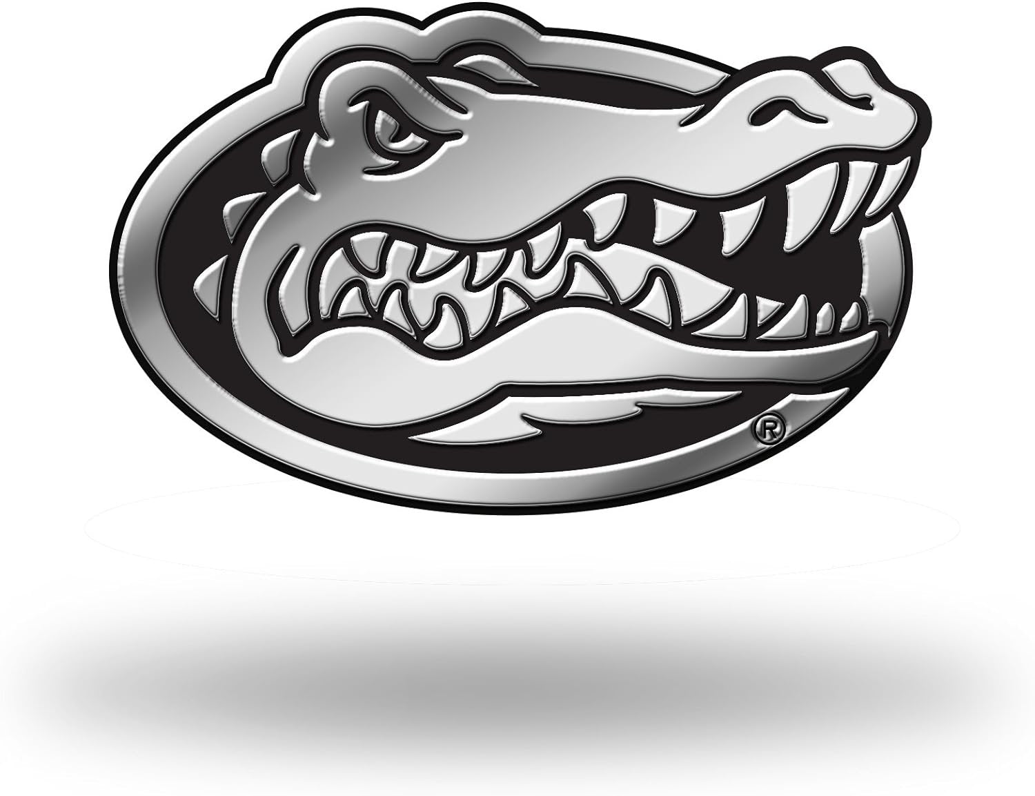 University of Florida Gators Auto Emblem, Silver Chrome Color, Raised Molded Plastic, 3.5 Inch, Adhesive Tape Backing