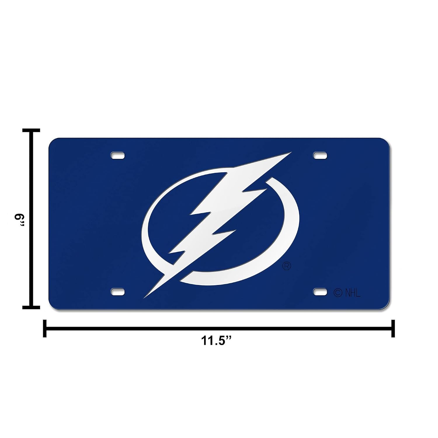 Tampa Bay Lightning Premium Laser Cut Tag License Plate, Mirrored Acrylic Inlaid, 12x6 Inch, Officially Licensed