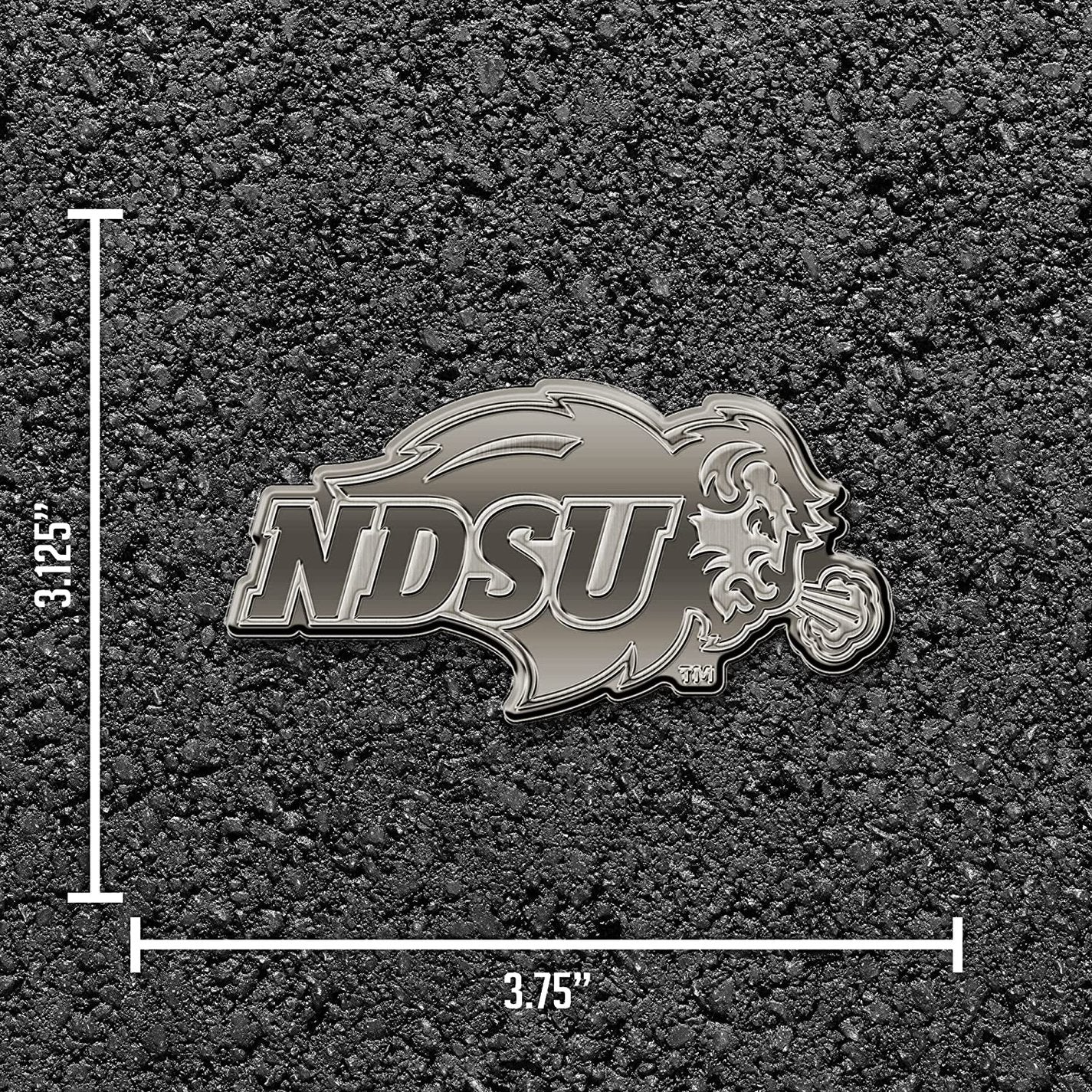 North Dakota State University Bisons Solid Metal Auto Emblem Antique Nickel for Car/Truck/SUV