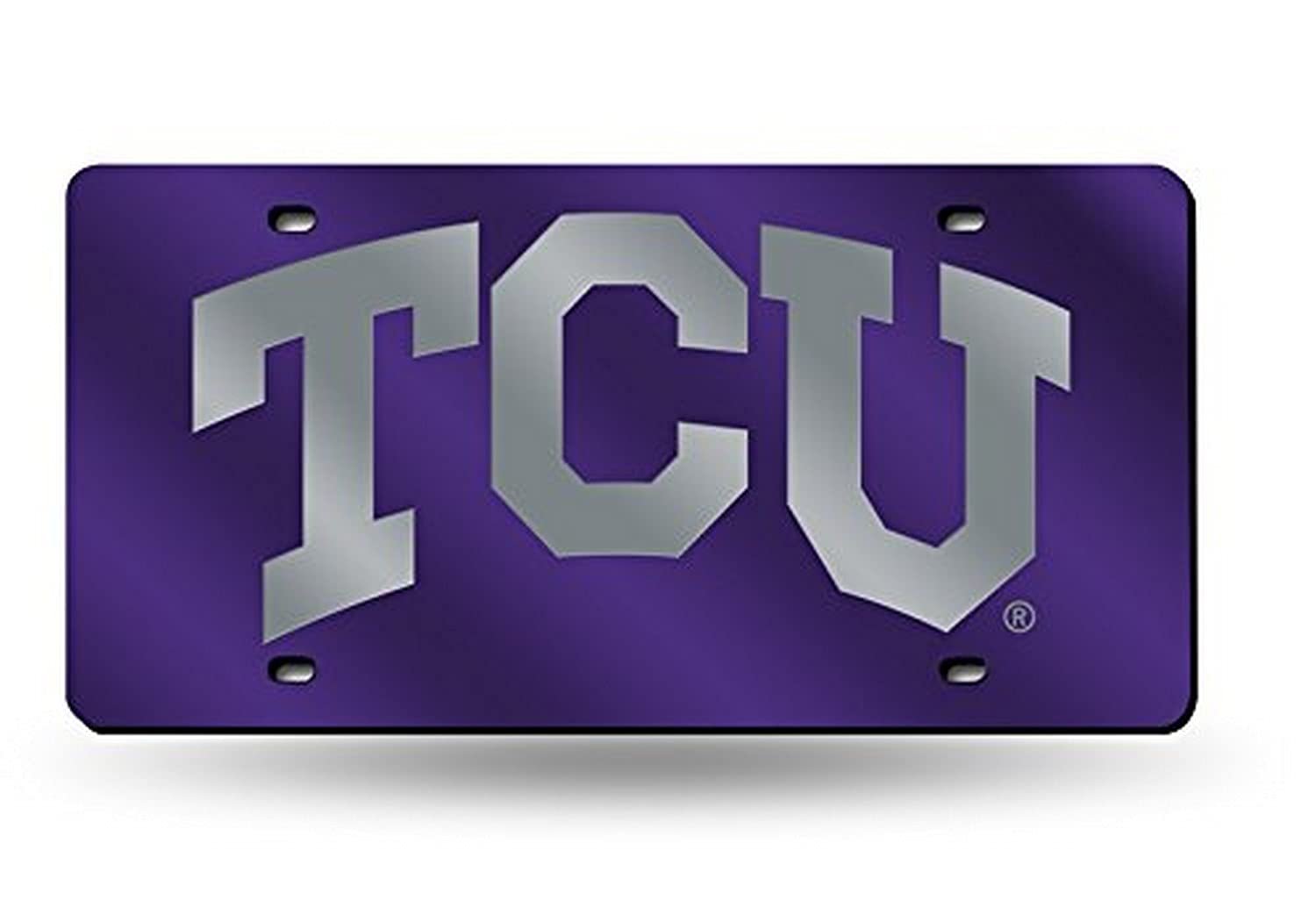 Texas Christian University Horned Frogs TCU Premium Laser Cut Tag License Plate, Purple Mirrored Acrylic Inlaid, 12x6 Inch